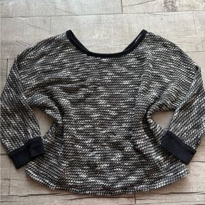 Lilla P Black and White Textured Long Sleeve Top